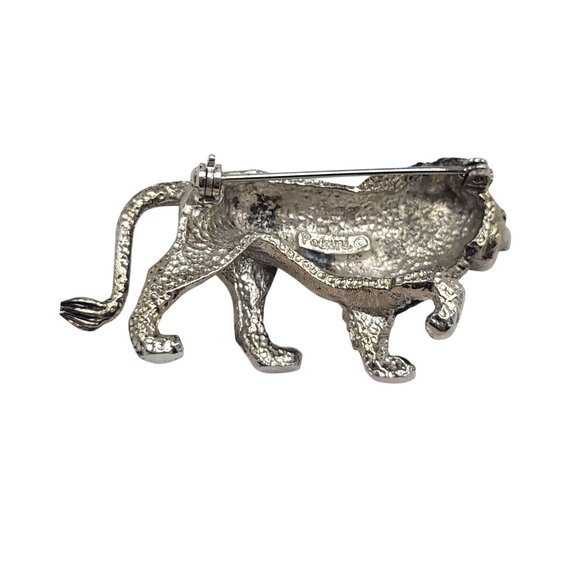 Vtg Signed Polcini Lion Brooch Pin Silver-Tone Figural Animal Leo Jungle King - Picture 9 of 10